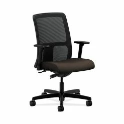 HON Ignition Fabric-Upholster Mesh Low-Back Office/Computer Chair, Adj. Arms, Espresso, HONIT102CU49