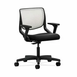 HON HONMT10FCU10 Fabric-Upholster Ilira -Stretch Mesh Back Office/PC Chair, Adj. Arms, Onyx Shell