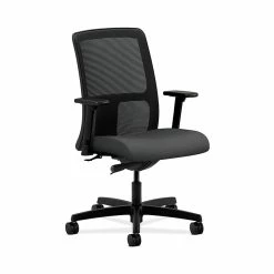 HON Ignition Fabric-Upholster Mesh Low-Back Office/Computer Chair, Adj. Arms, Iron Ore, HONIT102CU19