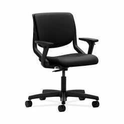 HON HONMT102UR10 Motivate Upholster Back Office/Computer Chair, Adj. Arms, Onyx Shell, Black Fabric