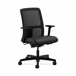 HON HONIT201AI10 Ignition Fabric-Upholstered Mesh Low-Back Office/Computer Chair, Adj. Arms, Onyx