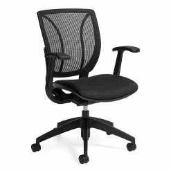 Global Roma Jenny Fabric Mesh Medium Back Computer Chair With Arms, Admiral