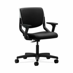 HON HONMT103WP40 Motivate Upholster Back Office/PC Chair, Adj. Arms, Platinum Shell, Black Fabric