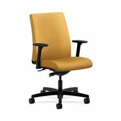 HON Ignition HONIT103NR26 Fabric Low-Back Office/Computer Chair, Adjustable Arms, Mustard