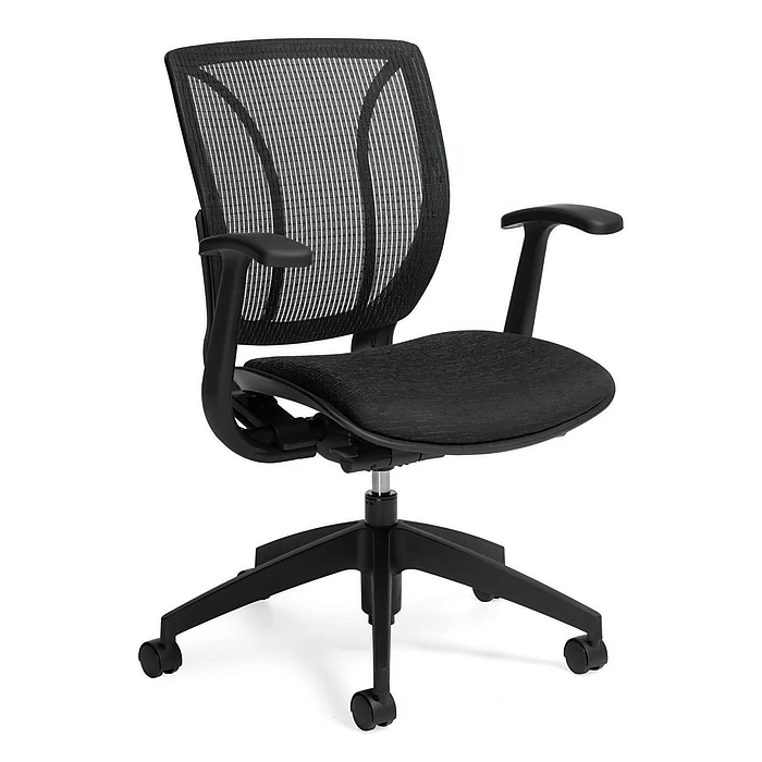 Global Roma Urban Fabric Mesh Medium Back Computer Chair With Arms, Black Coal 3 Global Roma Urban Fabric Mesh Medium Back Computer Chair With Arms, Black Coal