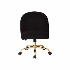 Avenue Six Layton Velvet Swivel Office Chair, Black/Gold (FL3224G-B62)