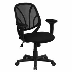 Flash Furniture Mid Back Mesh Computer Task Chair With Arms, Black