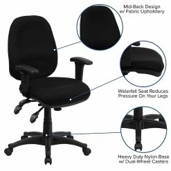 Flash Furniture Mid-Back Multi-Functional Fabric Swivel Computer Chairs (BT662BK) -Office Chairs Shop unnamed file 1503