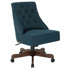 Inspired By Bassett Rebecca Office Chair With Dark Espresso Finish Base And Klein Azure Fabric (BP-REBEX-K14)