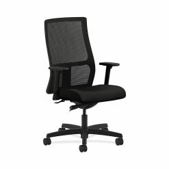 HON HONIW103WP40 Ignition Fabric-Upholstered Mesh Mid-Back Office/Computer Chair, Adj. Arms, Black