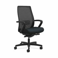 HON Endorse Collection HONLWIM2FWP37 Fabric Seat Mesh Mid-Back Office/PC Chair, Fixed Arms, Navy