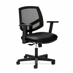 HON® HON5713ASB11 Volt® Leather Mesh Back Office Chair With Adjustable Arms, Black