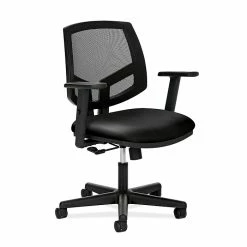 HON® HON5711ASB11 Volt® Leather Mesh Back Office Chair With Adjustable Arms, Black