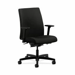 HON HONIT202WP40 Ignition Fabric-Upholstered Low-Back Office/Computer Chair, Adjustable Arms, Black