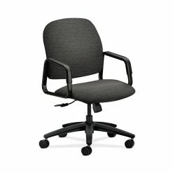 HON HON4001AI10T Solutions Seating Fabric-Upholster High-Back Office/PC Chair, Fixed Arms, Onyx