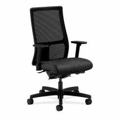 HON HONIW108AI10 Ignition Fabric-Upholstered Mesh Mid-Back Office/Computer Chair, Adj. Arms, Onyx