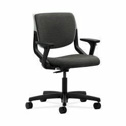 HON HONMT103AI10 Motivate Fabric-Upholster Back Office/PC Chair, Adj. Arms, Platinum Shell, Onyx