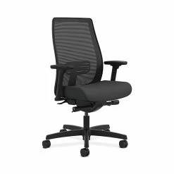 HON HONLWIM2ACU19 Endorse Fabric-Upholster Mesh Mid-Back Office/PC Chair, Adj. Arms, Iron Ore