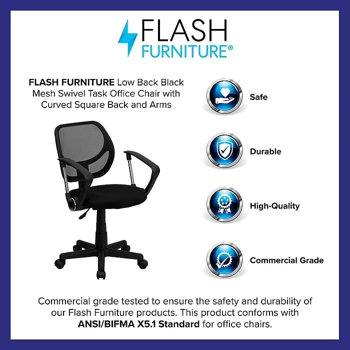 Flash Furniture Mesh Computer And Desk Chair, Black (WA-3074-BK-A-GG) 6 Flash Furniture Mesh Computer And Desk Chair, Black (WA-3074-BK-A-GG) - Image 4