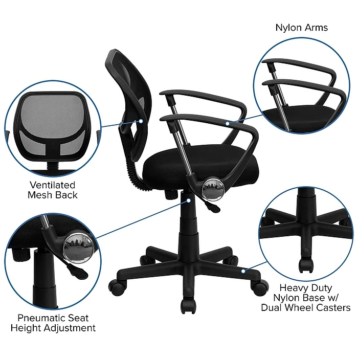 Flash Furniture Mesh Computer And Desk Chair, Black (WA-3074-BK-A-GG) 7 Flash Furniture Mesh Computer And Desk Chair, Black (WA-3074-BK-A-GG) - Image 5