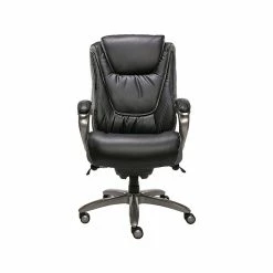 Serta Big & Tall Ergonomic Bonded Leather Swivel Executive Chair, Black/Silver (44951)