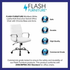 Flash Furniture Mid-Back Leather Executive Swivel Office Chair With Chrome Arms, White (GO-2286M-WH-GG) -Office Chairs Shop unnamed file 2103