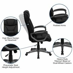 Flash Furniture High Back Leather Executive Office Swivel Chair With Titanium Nylon Loop Arms, Black -Office Chairs Shop unnamed file 2146