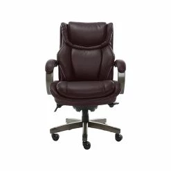 La-Z-Boy Harnett Ergonomic Faux Leather Swivel Executive Chair, Coffee (46253B)