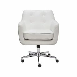 Serta Style Ashland Faux Leather Swivel Computer And Desk Chair, White (47140E)