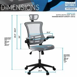 Techni Mobili Executive High Back Mesh Chair, Silver/Grey -Office Chairs Shop unnamed file 2215
