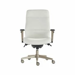 La-Z-Boy Baylor Ergonomic Faux Leather Swivel Executive Chair, White (CHR10085A)