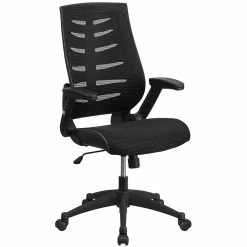 Flash Furniture Designer Mesh High Back Exec Swivel Office Chair W/Height Adj Flip-Up Arms, Black (BLZP809BK)