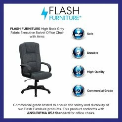 Flash Furniture High-Back Fabric Executive Chair, Fixed Arms, Gray -Office Chairs Shop unnamed file 2396