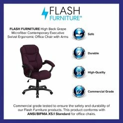Flash Furniture High Back Micro Fiber Contemporary Office Chair, Grape -Office Chairs Shop unnamed file 2419