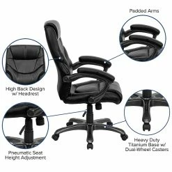 Flash Furniture 18 - 21.5''H High Back Leather Overstuffed Executive Office Chair, Black -Office Chairs Shop unnamed file 2427