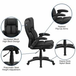 Flash Furniture Flash BT90275H Leather Extreme Comfort High Back Exec Swivel Office Chair W/Flip-Up Arms, Black -Office Chairs Shop unnamed file 2462