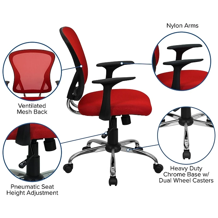 Flash Furniture Mid-Back Office Chair, Red 7 Flash Furniture Mid-Back Office Chair, Red - Image 5