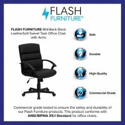 Flash Furniture Mid-Back Leather Office Chair, Black -Office Chairs Shop unnamed file 250