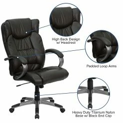 Flash Furniture High Back Leather Executive Office Chairs With Titanium Finish Loop Arms (BT9088BRN) -Office Chairs Shop unnamed file 2505