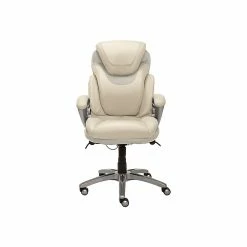 Serta Bryce Ergonomic Faux Leather Swivel Executive Chair With AIR Technology, Cream (43807B)