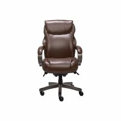 La-Z-Boy Hyland Ergonomic Faux Leather Swivel Executive Chair, Brown (CHR10044C)