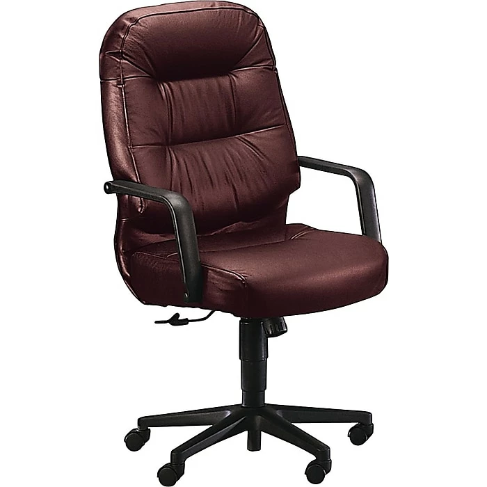 HON Pillow-Soft 2090 Executive/Office Chair, Leather, Burgundy, Seat: 22"W X 18 1/2"D, Back: 22"W X 25"H 3 HON Pillow-Soft 2090 Executive/Office Chair, Leather, Burgundy, Seat: 22"W X 18 1/2"D, Back: 22"W X 25"H
