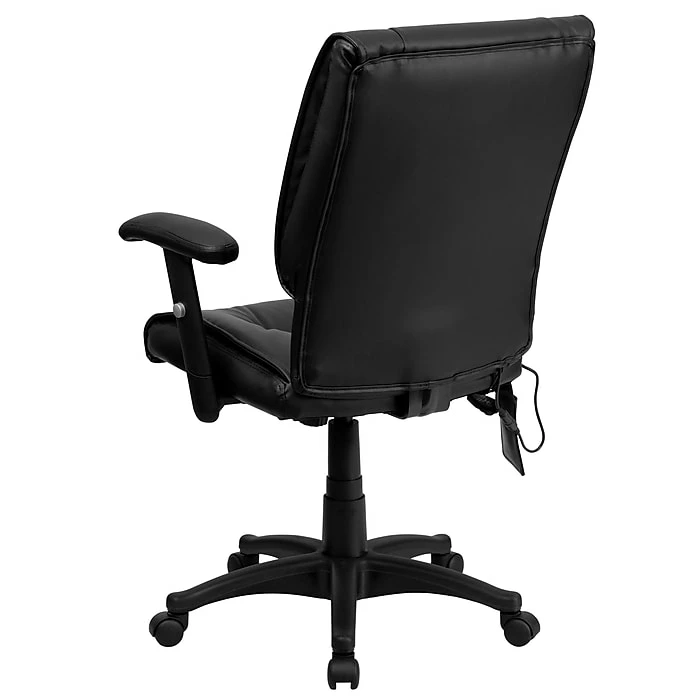 Flash Furniture Mid-Back Massaging Leather Executive Office Chair With T- Arms, Black 10 Flash Furniture Mid-Back Massaging Leather Executive Office Chair With T- Arms, Black - Image 8