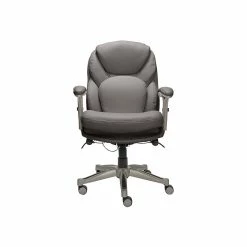 Serta Claremont Ergonomic Faux Leather Swivel Executive Chair With Back In Motion Technology, Gray (44186A)