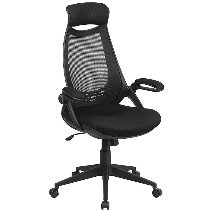 Flash Furniture High Back Mesh Executive Swivel Office Chair, Black With Flip-Up Arms (HL0018) 3 Flash Furniture High Back Mesh Executive Swivel Office Chair, Black With Flip-Up Arms (HL0018)