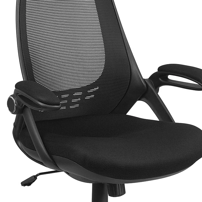 Flash Furniture High Back Mesh Executive Swivel Office Chair, Black With Flip-Up Arms (HL0018) 10 Flash Furniture High Back Mesh Executive Swivel Office Chair, Black With Flip-Up Arms (HL0018) - Image 8
