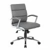 BOSS® Caresoft Plus Executive Series Mid Back Executive Chair With Metal Chrome Finish, Grey (B9476-GY)