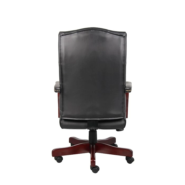 Boss Classic Executive Black Vinyl Chair With Mahogany Finish Frame 8 Boss Classic Executive Black Vinyl Chair With Mahogany Finish Frame - Image 6