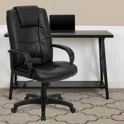 Flash Furniture High Back Leather Swivel Executive Office Chair With Padded Arms, Black -Office Chairs Shop unnamed file 2747
