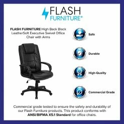 Flash Furniture High Back Leather Swivel Executive Office Chair With Padded Arms, Black -Office Chairs Shop unnamed file 2749